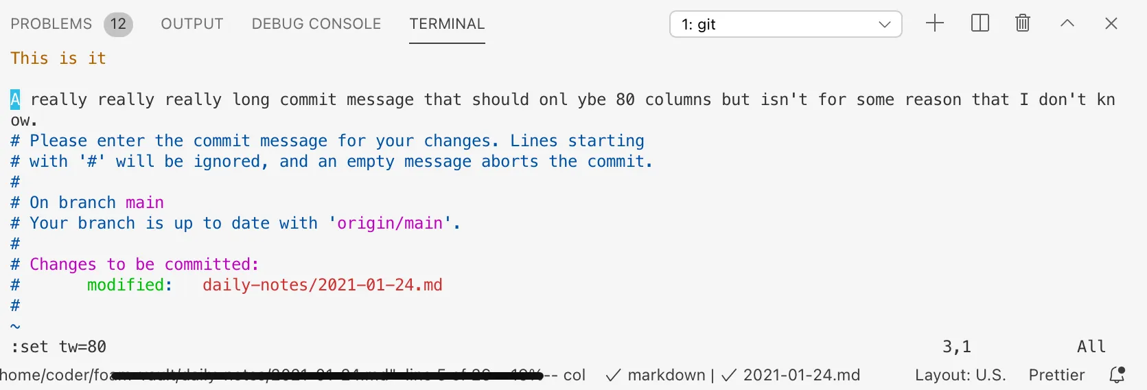 screenshot showing a git commit message that i want to wrap