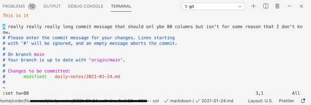 screenshot showing a git commit message that i want to wrap